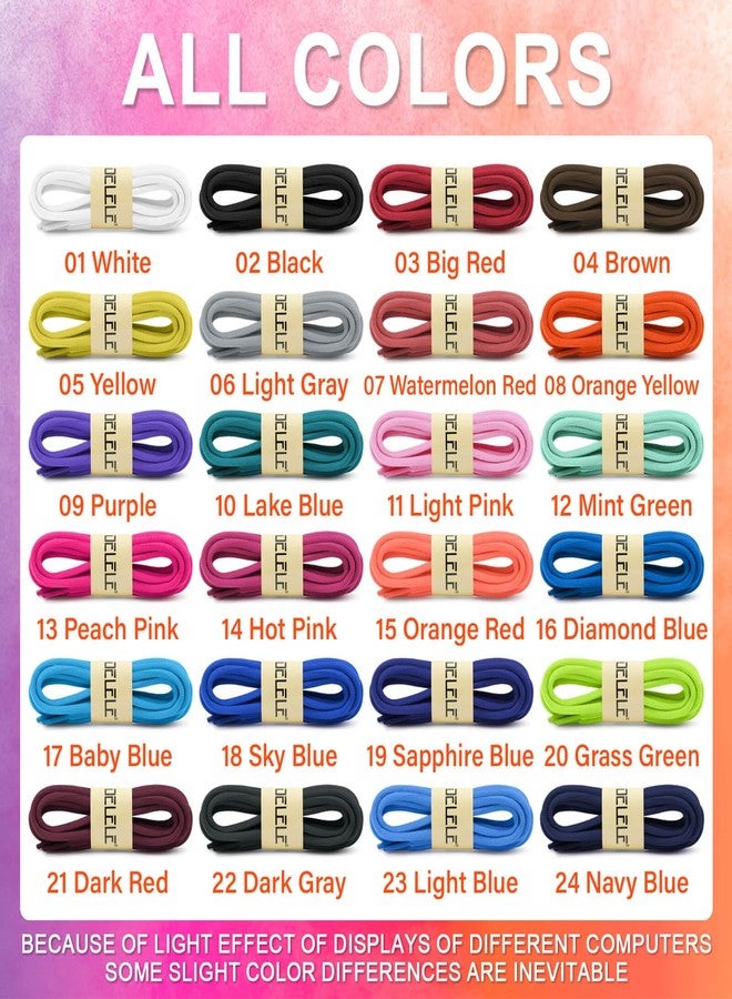 DELELE Oval Athletic Shoelaces Half Round Shoe Laces White 2 Pair 51.18" - Image 3